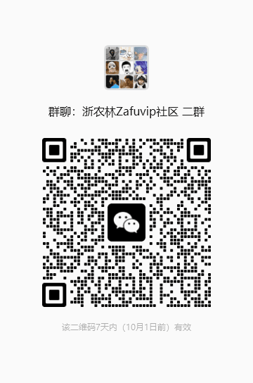 浙农林 Zafuvip 社区微信群二维码
